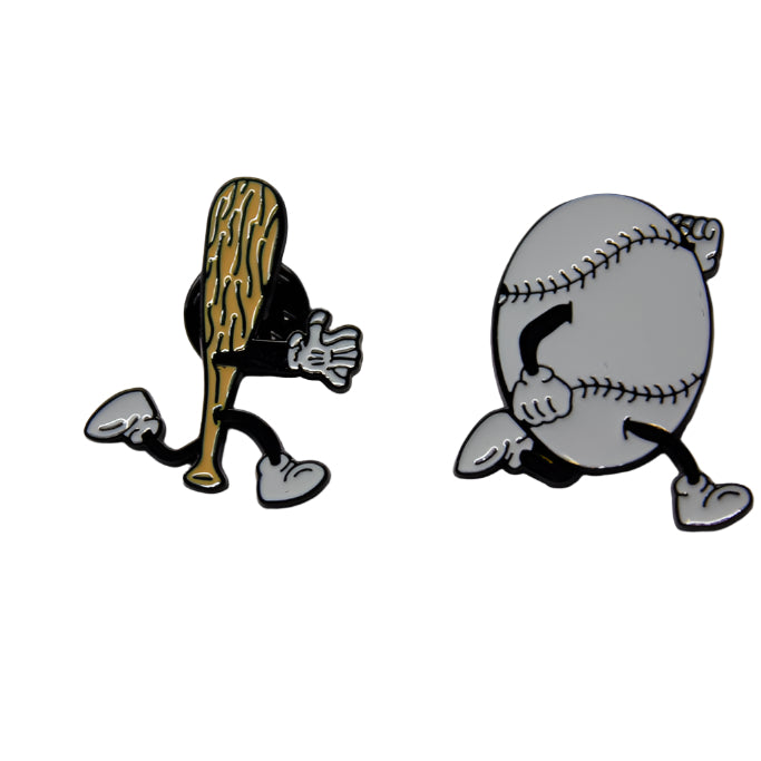 Baseball Bat Chasing Baseball Pin Set