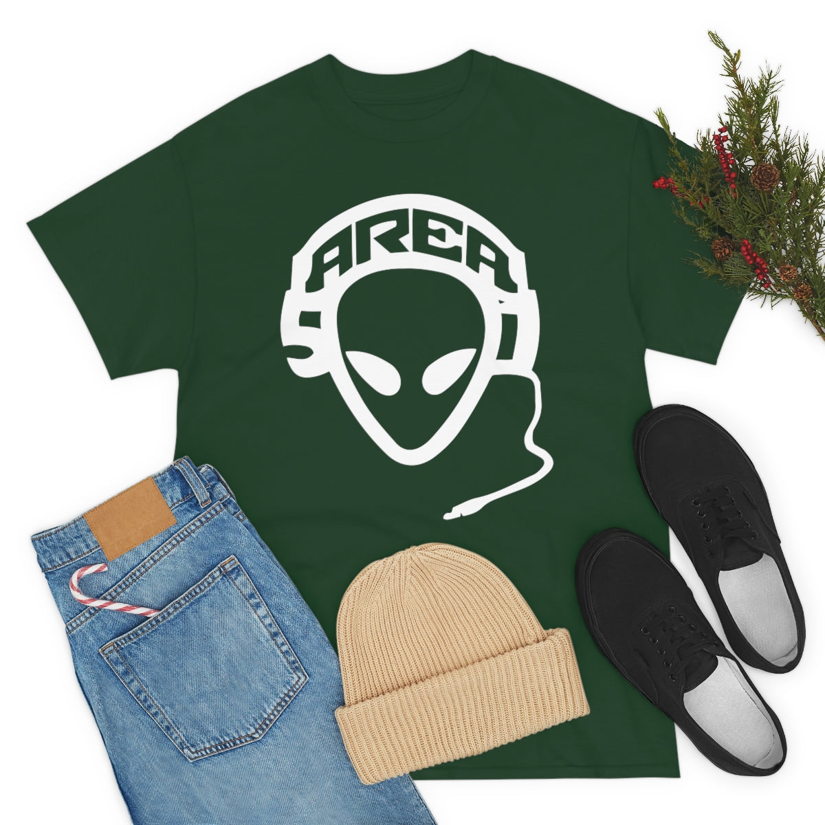 Area 51 Hip Hop Crew Logo Forest Green T Shirt
