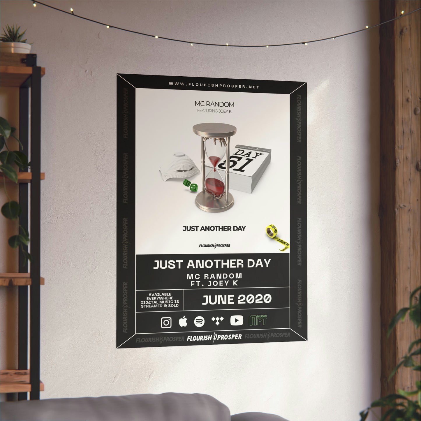 MC Random featuring Joey K "Hip Hop Quarantine: Just Another Day" Matte Vertical Posters