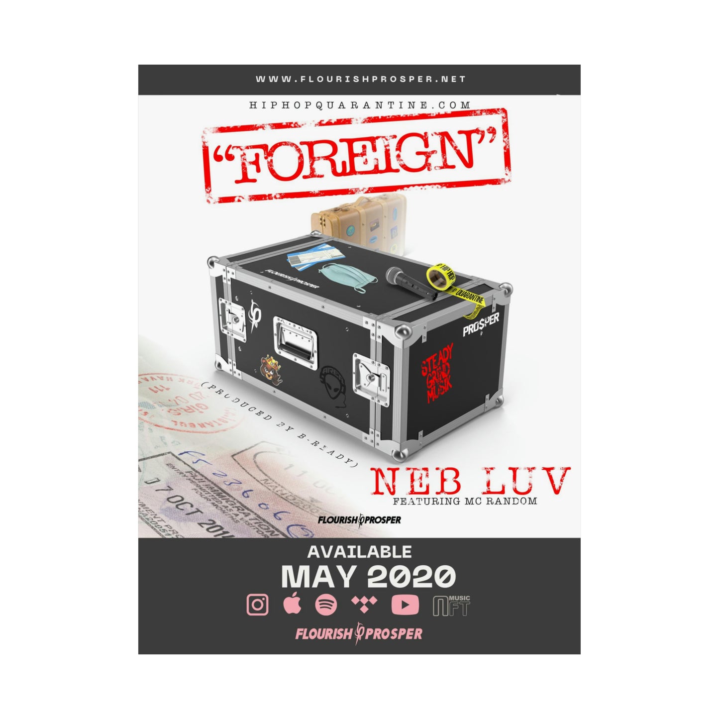 Neb Luv featuring MC Random "Hip Hop Quarantine: Foreign" Matte Vertical Posters