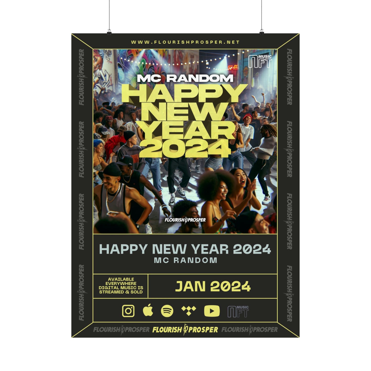 MC Random "Happy New Year 2024" Matte Vertical Posters