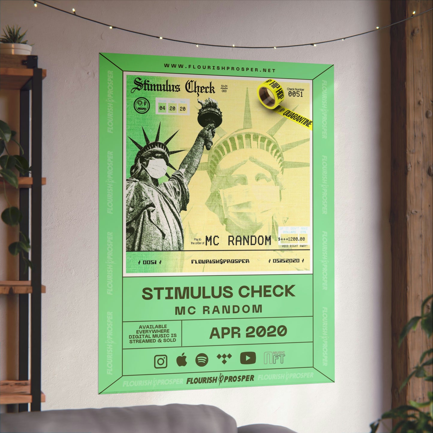 MC Random "Hip Hop Quarantine: Stimulus Check" Matte Vertical Posters