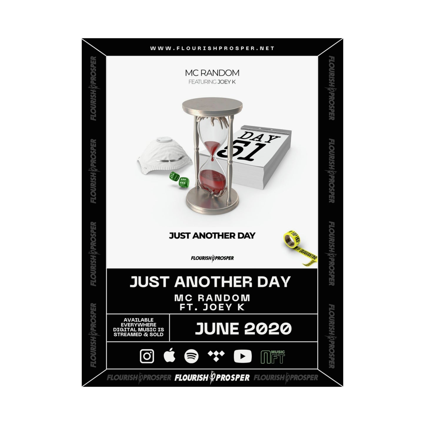 MC Random featuring Joey K "Hip Hop Quarantine: Just Another Day" Matte Vertical Posters