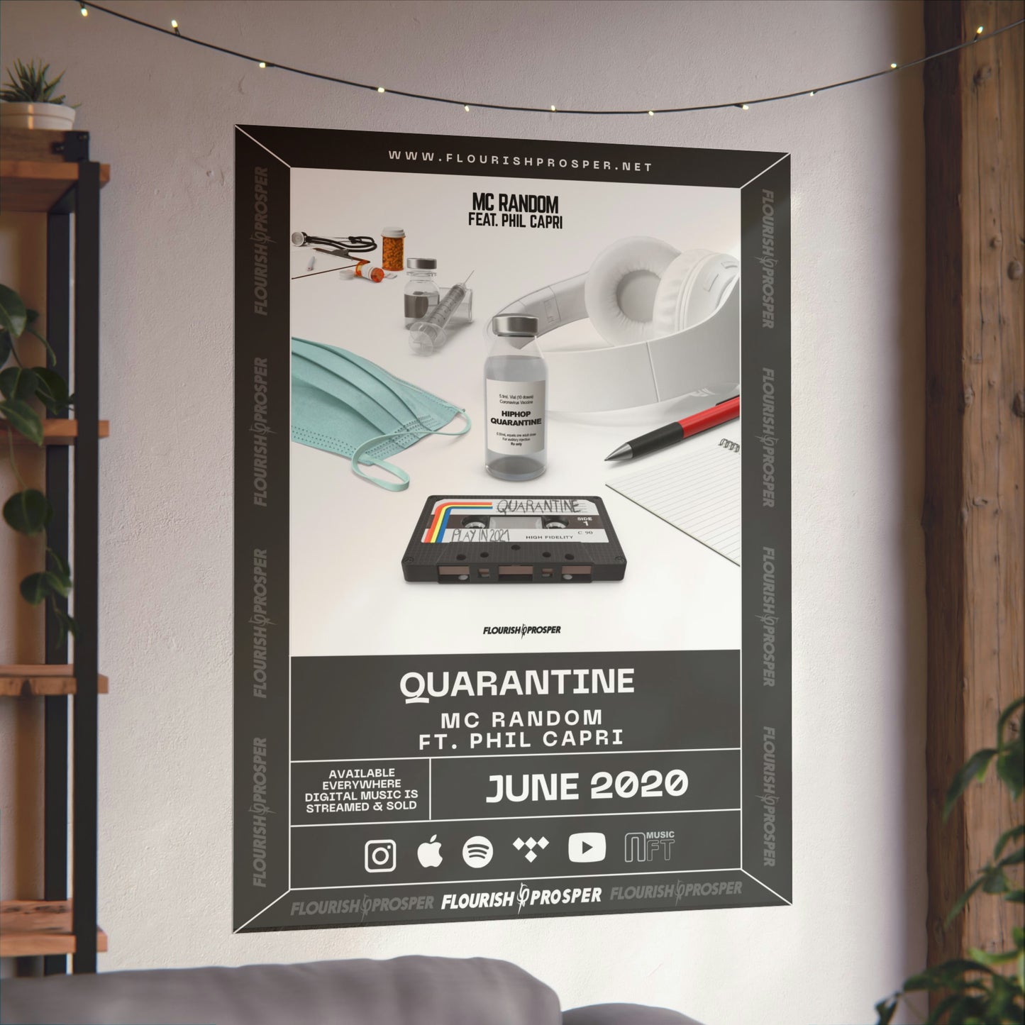 MC Random featuring Phil Capri "Hip Hop Quarantine: Quarantine" Matte Vertical Posters