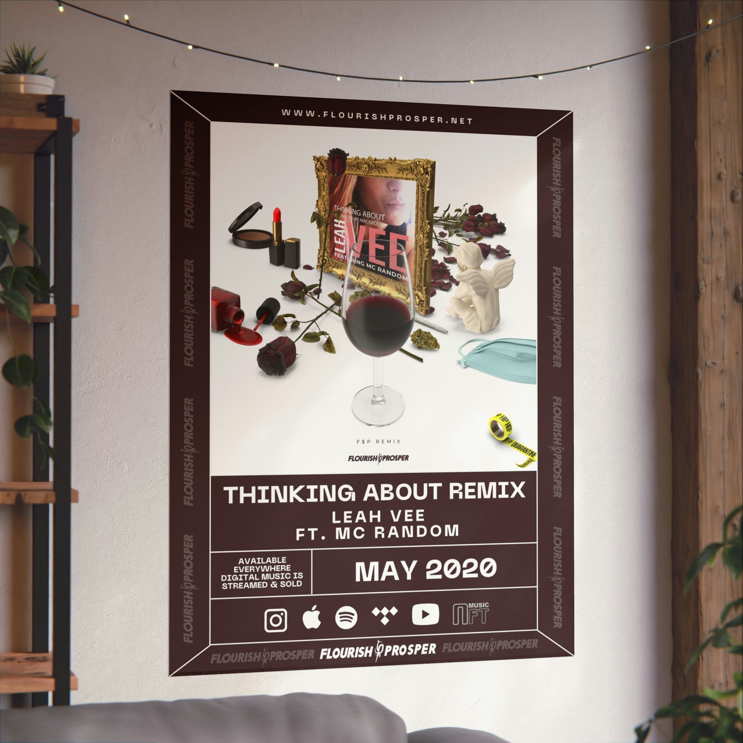 Leah Vee and MC Random "Thinking About (F$P Remix)" Matte Vertical Posters