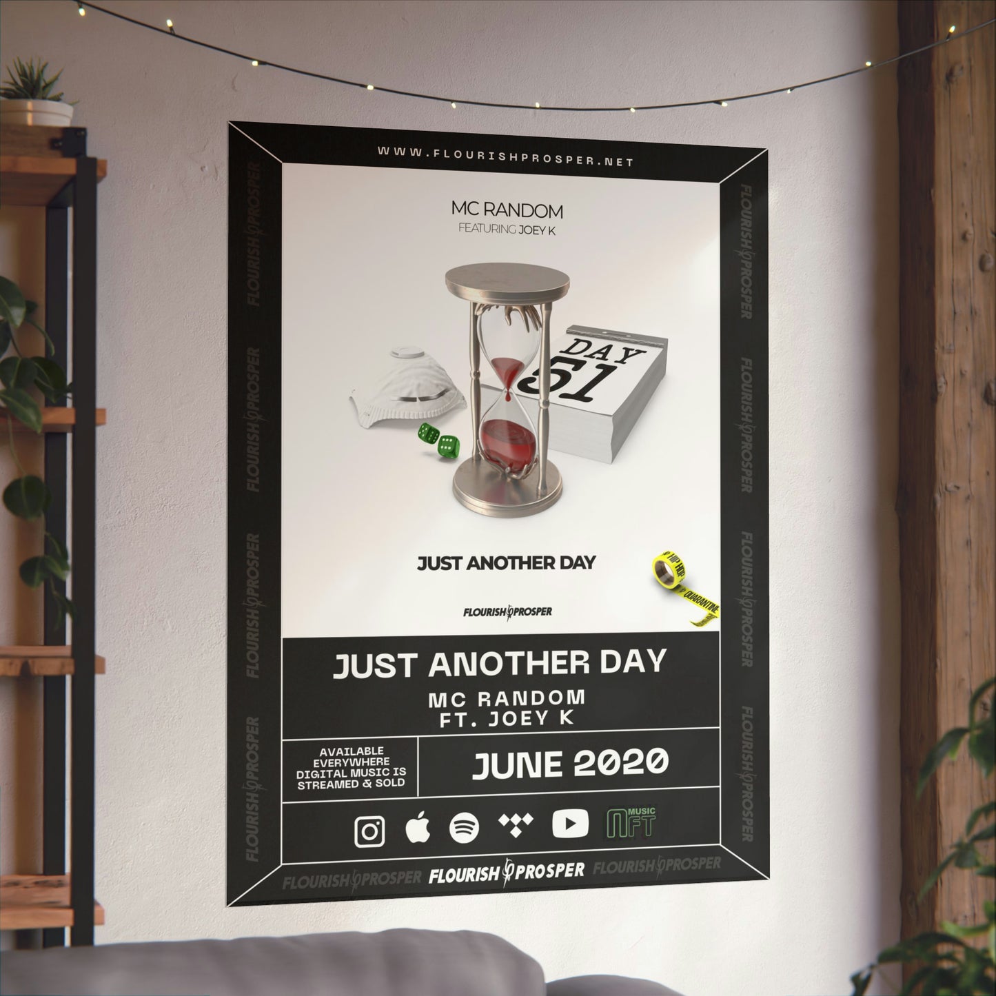 MC Random featuring Joey K "Hip Hop Quarantine: Just Another Day" Matte Vertical Posters
