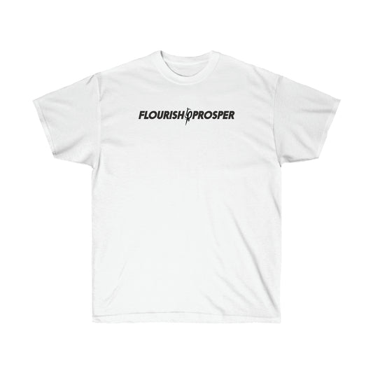 White Flourish and Prosper Logo T-Shirt